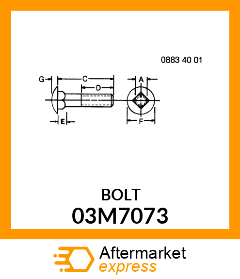 BOLT, RD HD SQ LONG NECK, METRIC 03M7073