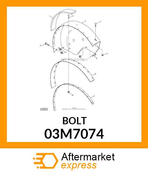 BOLT, RD HD SQ LONG NECK, METRIC 03M7074