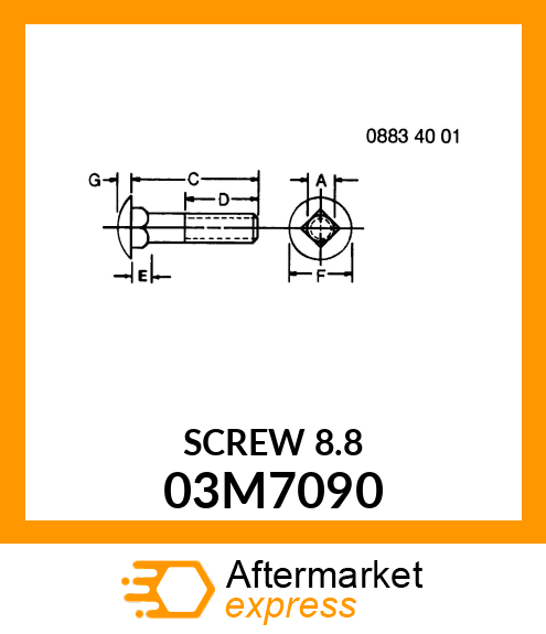 BOLT, RD HD SQ LONG NECK, METRIC 03M7090