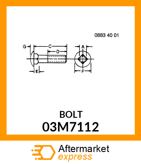 BOLT, RD HD SQ LONG NECK, METRIC 03M7112