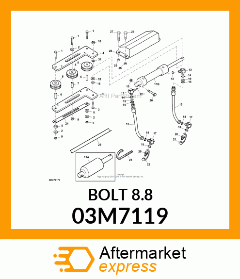 BOLT, RD HD SQ LONG NECK, METRIC 03M7119