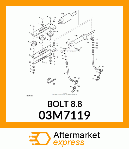 BOLT, RD HD SQ LONG NECK, METRIC 03M7119