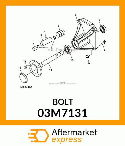 BOLT, RD HD SQ LONG NECK, METRIC 03M7131