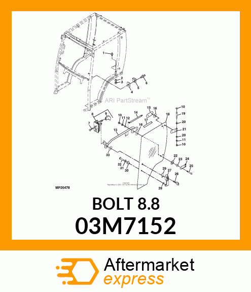 BOLT, RD HD SQ LONG NECK, METRIC 03M7152