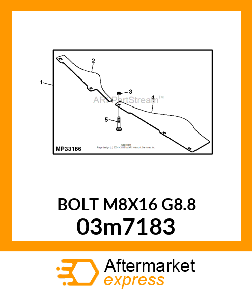 BOLT, RD HD SQ SHORT NECK, METRIC 03m7183