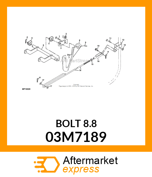 BOLT, RD HD SQ SHORT NECK, METRIC 03M7189