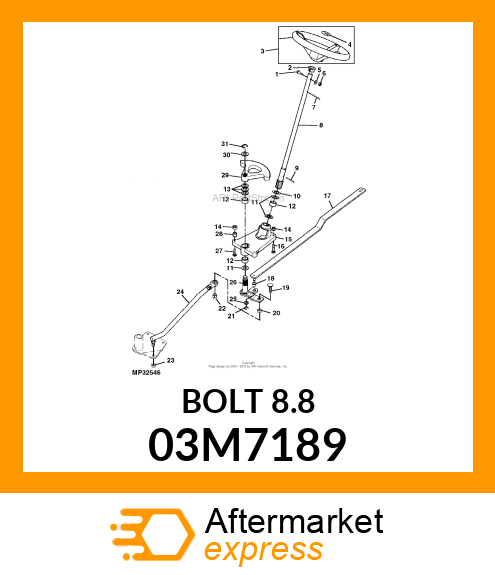 BOLT, RD HD SQ SHORT NECK, METRIC 03M7189