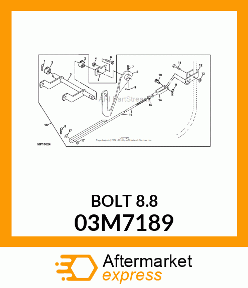 BOLT, RD HD SQ SHORT NECK, METRIC 03M7189