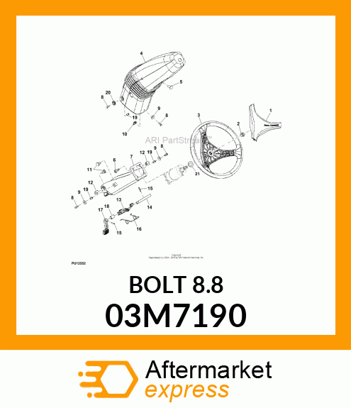 BOLT, RD HD SQ SHORT NECK, METRIC 03M7190