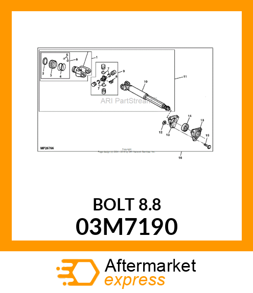 BOLT, RD HD SQ SHORT NECK, METRIC 03M7190