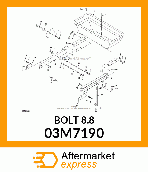 BOLT, RD HD SQ SHORT NECK, METRIC 03M7190