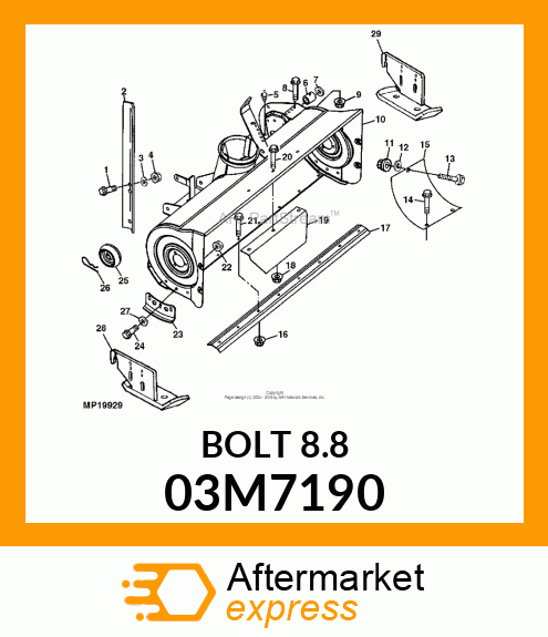 BOLT, RD HD SQ SHORT NECK, METRIC 03M7190