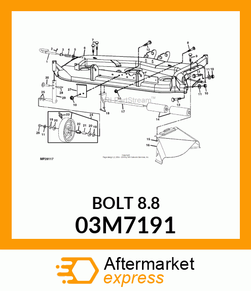 BOLT, RD HD SQ SHORT NECK, METRIC 03M7191