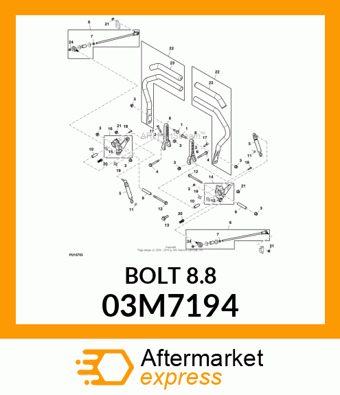 BOLT, RD HD SQ SHORT NECK, METRIC 03M7194