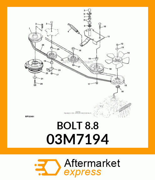 BOLT, RD HD SQ SHORT NECK, METRIC 03M7194