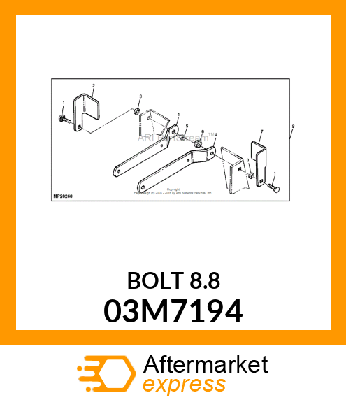 BOLT, RD HD SQ SHORT NECK, METRIC 03M7194