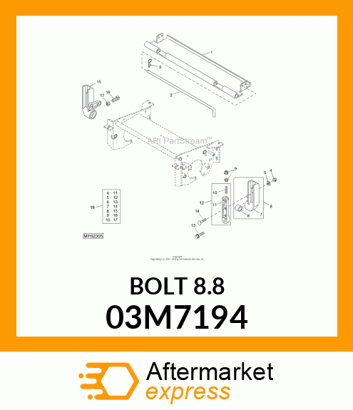 BOLT, RD HD SQ SHORT NECK, METRIC 03M7194