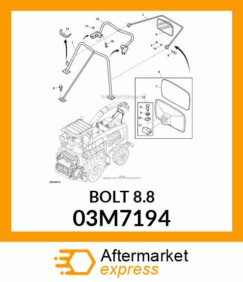 BOLT, RD HD SQ SHORT NECK, METRIC 03M7194