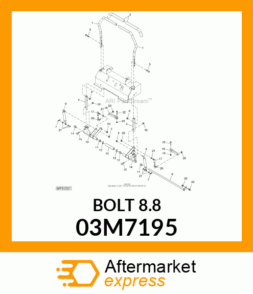 BOLT, RD HD SQ SHORT NECK, METRIC 03M7195