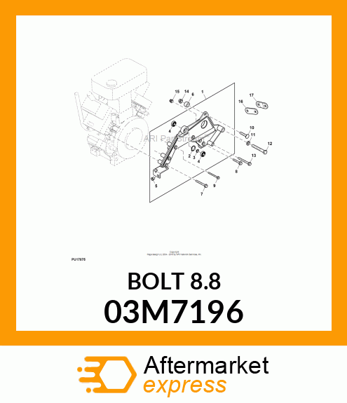 BOLT, RD HD SQ SHORT NECK, METRIC 03M7196