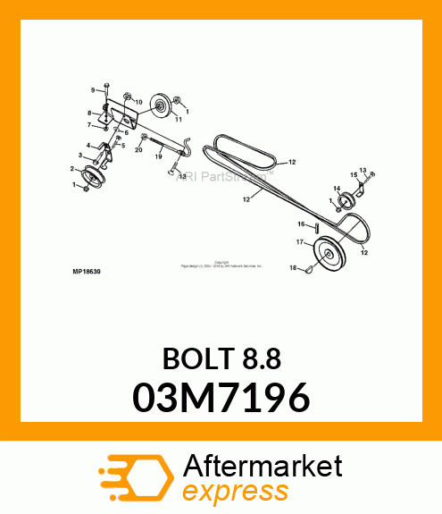 BOLT, RD HD SQ SHORT NECK, METRIC 03M7196