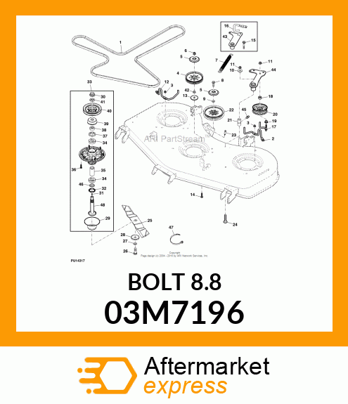 BOLT, RD HD SQ SHORT NECK, METRIC 03M7196