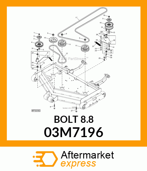 BOLT, RD HD SQ SHORT NECK, METRIC 03M7196