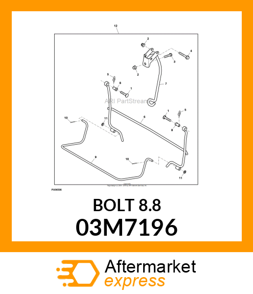 BOLT, RD HD SQ SHORT NECK, METRIC 03M7196