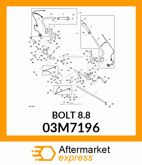 BOLT, RD HD SQ SHORT NECK, METRIC 03M7196