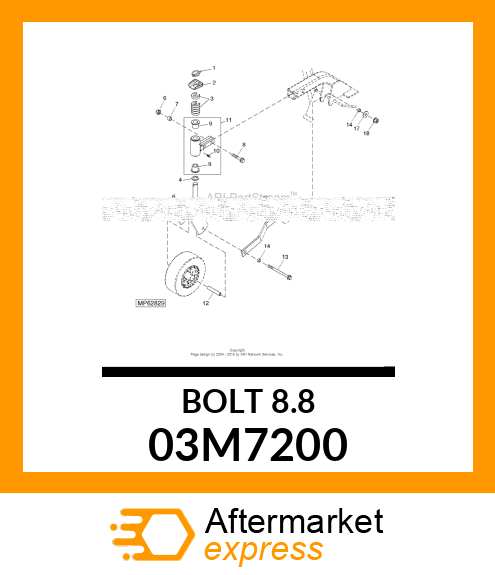 BOLT, RD HD SQ SHORT NECK, METRIC 03M7200