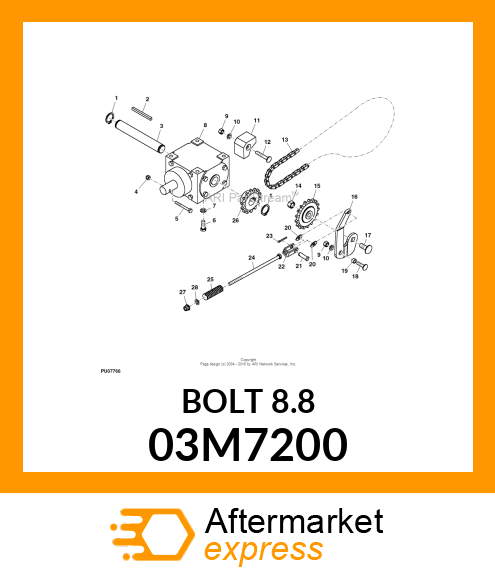 BOLT, RD HD SQ SHORT NECK, METRIC 03M7200