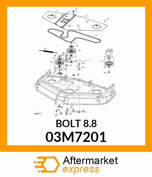 BOLT, RD HD SQ SHORT NECK, METRIC 03M7201