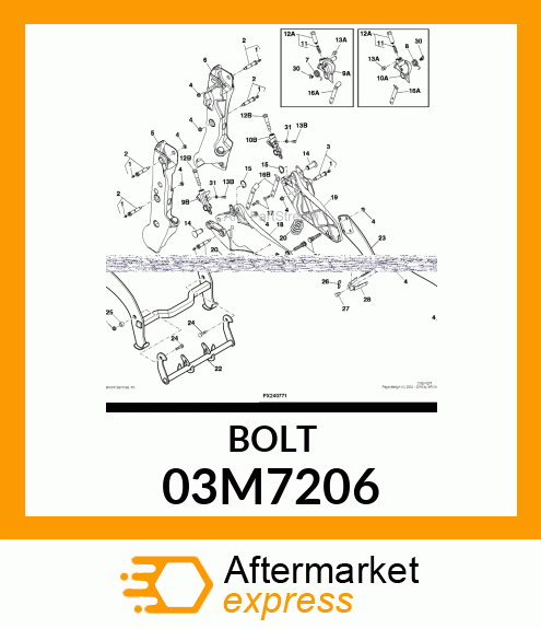 BOLT, RD HD SQ SHORT NECK, METRIC 03M7206