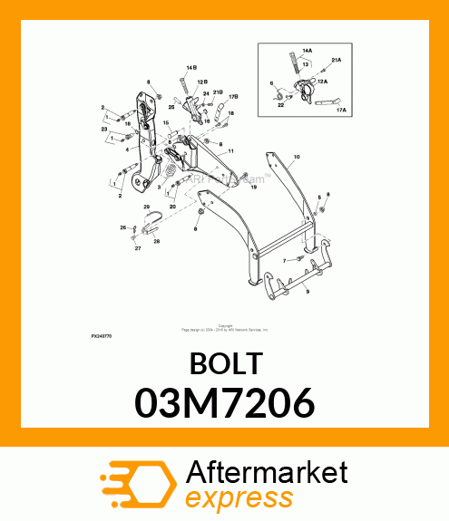 BOLT, RD HD SQ SHORT NECK, METRIC 03M7206