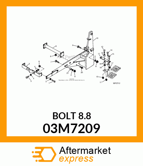 BOLT, RD HD SQ SHORT NECK, METRIC 03M7209