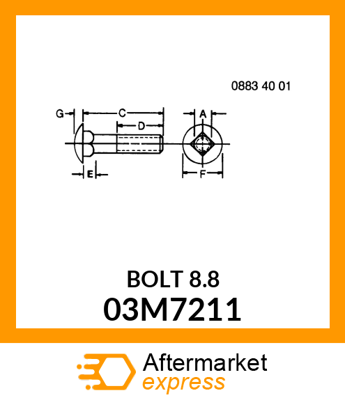 BOLT, RD HD SQ SHORT NECK, METRIC 03M7211