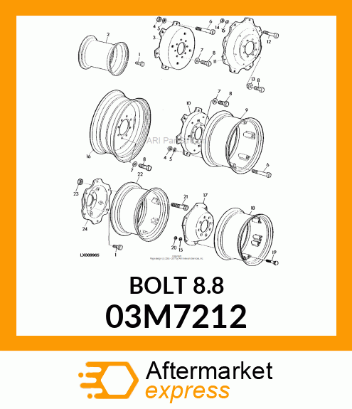 BOLT, RD HD SQ SHORT NECK, METRIC 03M7212