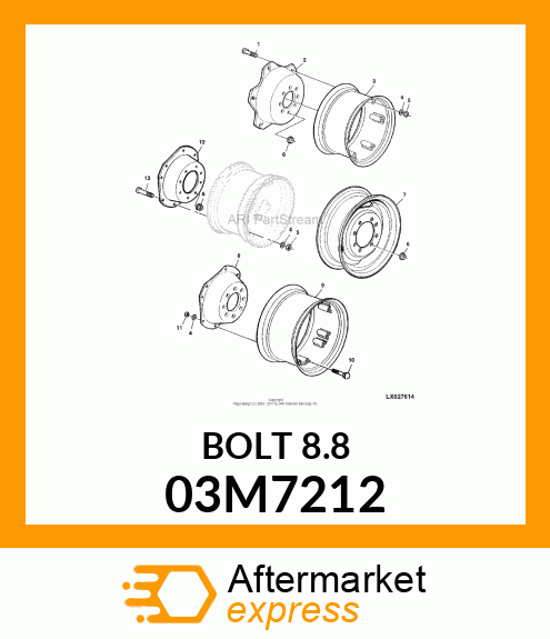 BOLT, RD HD SQ SHORT NECK, METRIC 03M7212