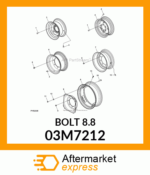 BOLT, RD HD SQ SHORT NECK, METRIC 03M7212