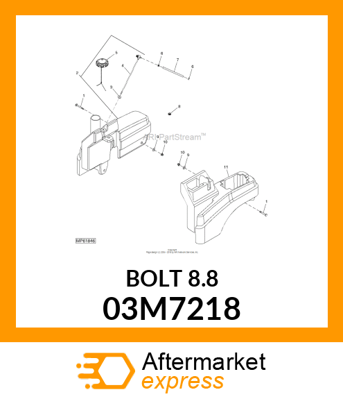 Spare part 03M7218 + BOLT, RD HD SQ SHORT NECK, METRIC