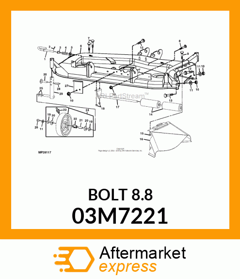 BOLT, RD HD SQ SHORT NECK, METRIC 03M7221