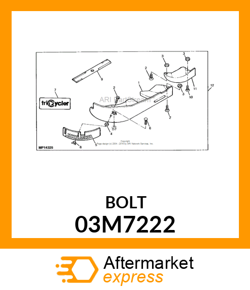 BOLT, RD HD SQ SHORT NECK, METRIC 03M7222