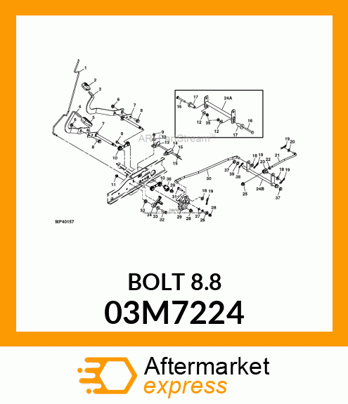 BOLT, RD HD SQ SHORT NECK, METRIC 03M7224