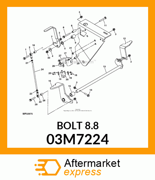 BOLT, RD HD SQ SHORT NECK, METRIC 03M7224