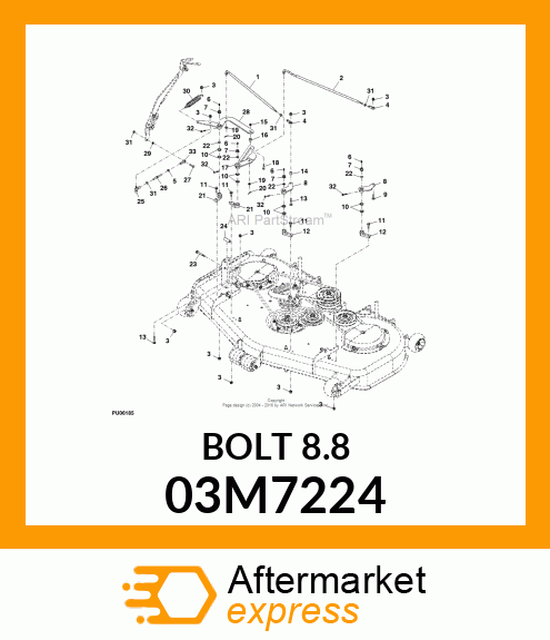 BOLT, RD HD SQ SHORT NECK, METRIC 03M7224