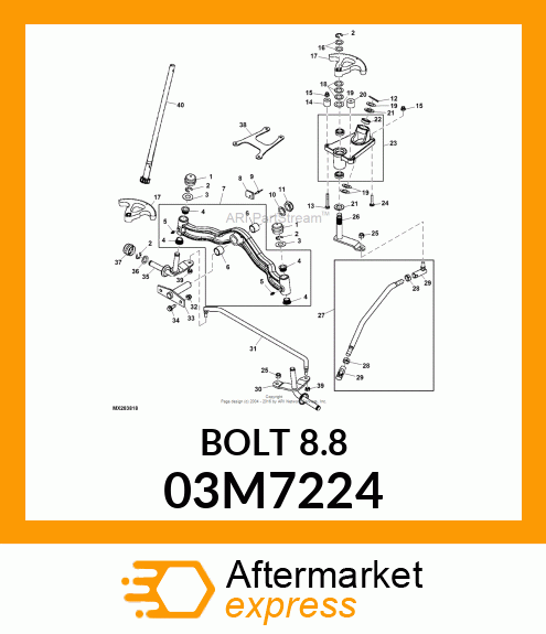 BOLT, RD HD SQ SHORT NECK, METRIC 03M7224