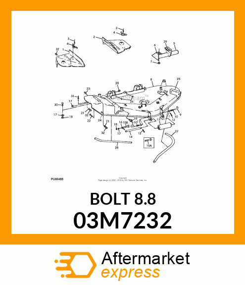 BOLT, RD HD SQ SHORT NECK, METRIC 03M7232