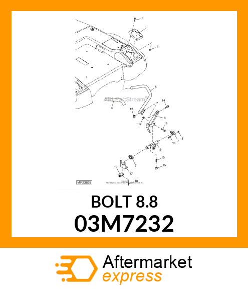 BOLT, RD HD SQ SHORT NECK, METRIC 03M7232