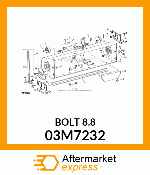 BOLT, RD HD SQ SHORT NECK, METRIC 03M7232