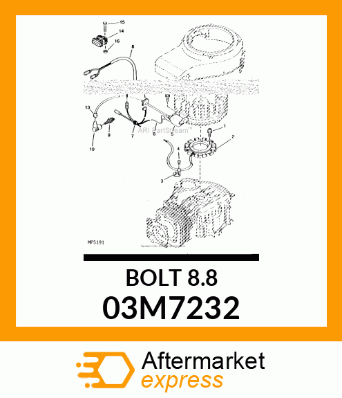 BOLT, RD HD SQ SHORT NECK, METRIC 03M7232